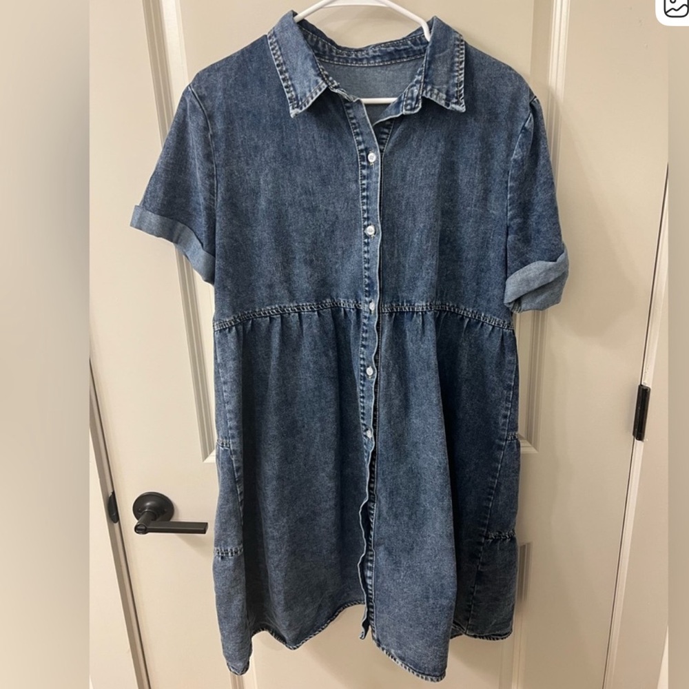 Women's Denim Button-Up Dress - Blue